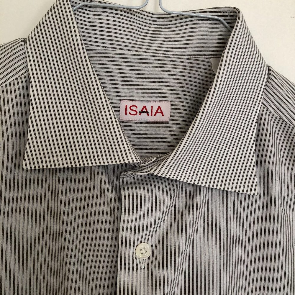 BRAND NEW NEVER BEEN WORN ISAIA OFFWHITE W/BROWN STRIPES 17.5/44